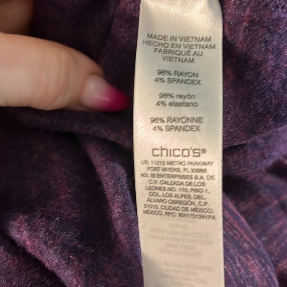 Chico’s Weekend CoziSoft Spacedye Tee Zip Pocket Long Sleeves Size 3 XL - Picture 6 of 9